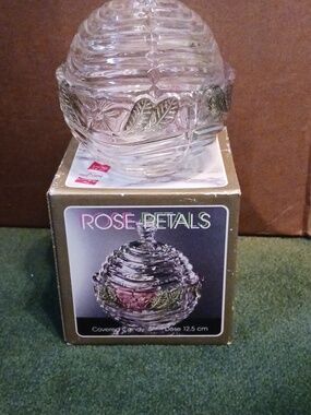 Vintage Rose Petals Crystal Covered Candy Dish